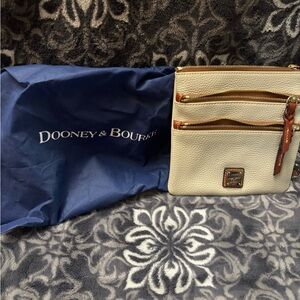 Dooney & Bourke Cream Crossbody Bag with Leather Trim